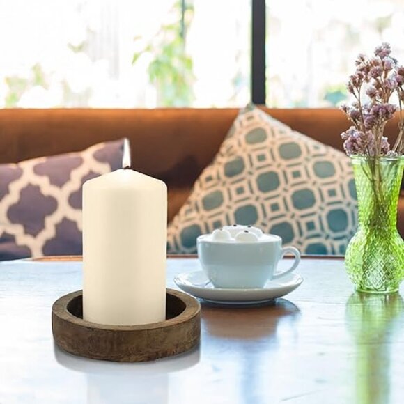 Stonebriar 6, Tall 3 x 6 Inch 65 Hour Long Burning Unscented Ivory Wax Pillar - Picture 2 of 4